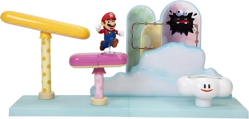 Vista 8 de Super Mario Cloud World Diorama Set con figura de acción Running Mario de 2.5 pulgadas