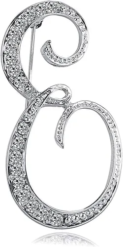 Vista 25 de ETHOON Broche de letras con inicial de diamantes de imitación para mujer, manualidades, plateado A-Z