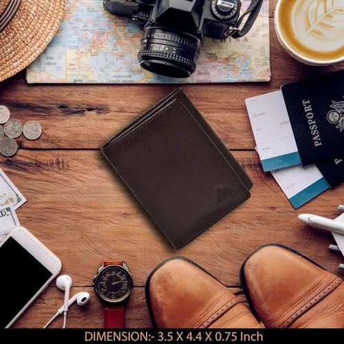 Vista 33 de Cartera de cuero RFID hecha a mano para hombres, elegante cartera de bolsillo frontal triple con 2 ranuras para identificación y 9 tarjetas, Azul