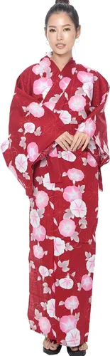 Vista 17 de Kimura Jitsugyo Bata Yukata Kawaii Tradicional de Kyoto para Mujer de Fácil Uso (Kimono Casual Japonés) Set 2 Albaricoque
