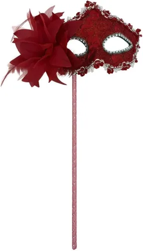 Vista 13 de AZYOUNG Máscaras de mascarada para mujer, con plumas, laterales, pétalos, flores, pétalos, máscara de encaje de mano con palo