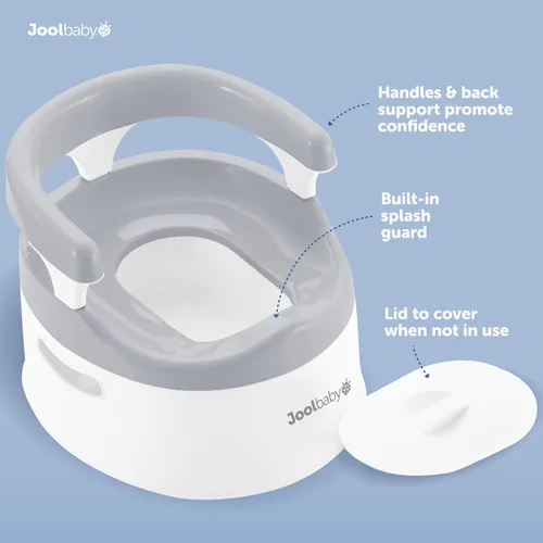 Vista 3 de Jool Baby Silla para ir al baño para niños pequeños, protector contra salpicaduras y soporte de espalda (gris)