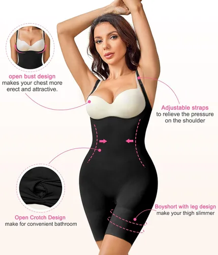 Vista 2 de BRABIC Faja moldeadora para control de abdomen, sin costuras, faja moldeadora de cuerpo completo, compresión a media pierna de muslo