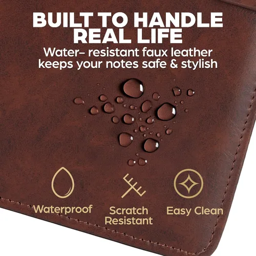 Vista 6 de Trailblaze Funda de cuero para cuaderno compatible con Rocketbook Cuaderno de lujo de cuero para hombres y mujeres Organizador de cartera