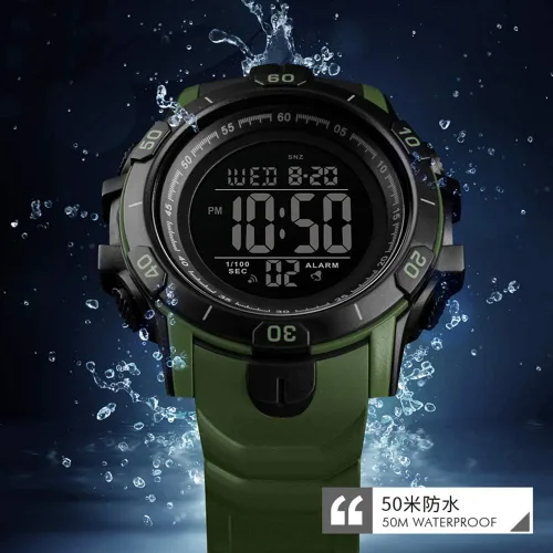 Vista 3 de MASTOP Relojes digitales para hombre, con alarma LED, cronógrafo, relojes deportivos, para exteriores, militares, impermeables, para hombre, Negro