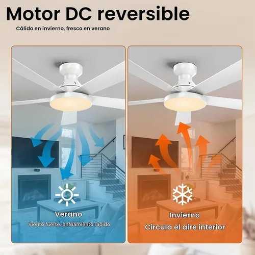 Vista 7 de Ventiladores de techo con luces, ventilador de techo de montaje empotrado de 52 pulgadas con luz, control remoto/aplicación, ventilador de techo
