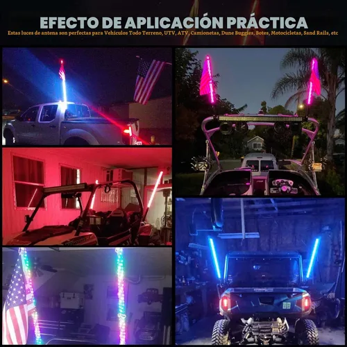 Vista 6 de DREAMIZER Luz LED de látigo – Látigos de luz para UTV ATV – Luz LED en espiral de roca con banderas de Estados Unidos para RZR Can-Am X3 Ranger 1