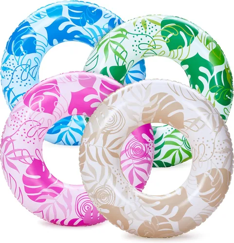 Vista 10 de Sloosh 4 Pack Inflatable Pool Floats, Pool Tube Rings, Swim Tubes, Floaties Toys, Beach Swimming Party Toys for Kids and Adults