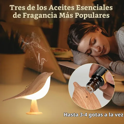 Vista 2 de Lenporl 2 Pack de lámparas de mesa LED con diseño de pájaro, lámparas de aroma con sensor táctil recargable, con 3 niveles de brillo, ABS regulable