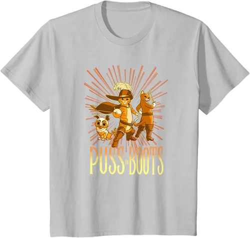 Vista 68 de DreamWorks Puss in Boots: The Last Wish Cat Trio Poster - Camiseta pequeña Negro