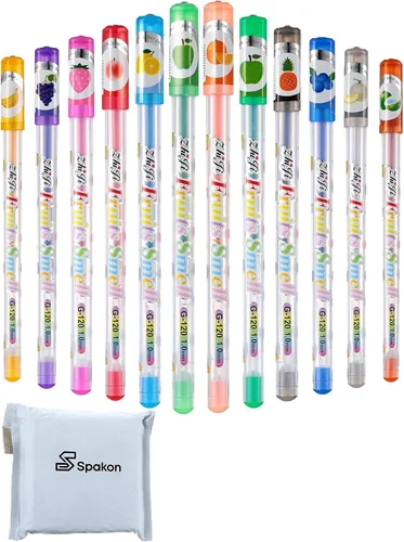 Vista 7 de Spakon 36 bolígrafos de gel perfumados con purpurina para niños, lindos bolígrafos de gel de escritura suave para colorear para niños, rellenos