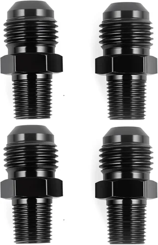 Vista 6 de 4AN macho a 1/8NPT adaptador de unión recta de conector de tubería de aluminio negro 4 piezas