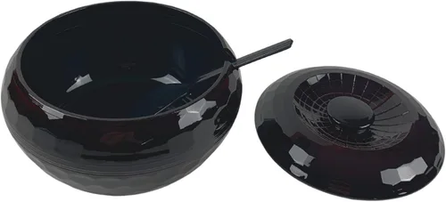 Vista 4 de JapanBargain 2073, cuenco de arroz con tapa y pala de paleta de arroz, recipiente de arroz japonés Ohitsu chino asiático restaurante arroz