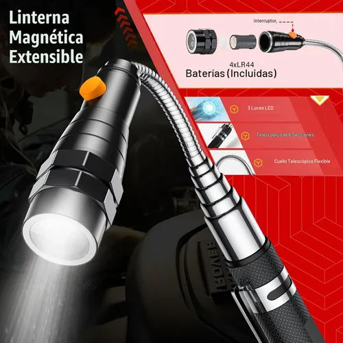 Vista 3 de Juego de herramientas de recogida magnética, linternas telescópicas
