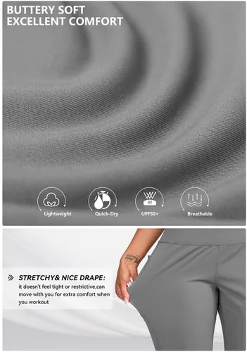 Vista 4 de Viodia Pantalones deportivos para mujer, con bolsillos, cintura alta, atléticos, para entrenamiento, yoga, pantalones deportivos cónicos