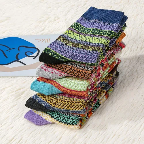 Vista 2 de Zando Athletic Sports Knit Pattern Womens Winter Socks Crew Cut Cashmere Retro Thick Warm Soft Wool Socks