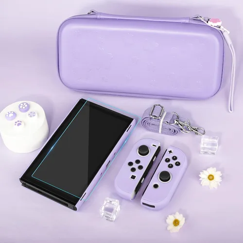 Vista 3 de FANPL Case bundle for Nintendo Switch OLED Accessories, Carrying Case for Switch OLED and JoyCon Controller with Hard Flip Protective Case and