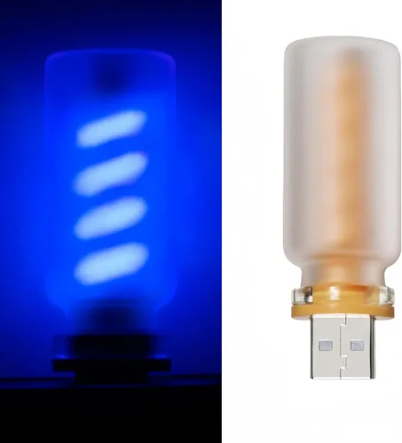 Vista 10 de Luz nocturna USB innovadora: nueva luz de ambiente táctil para cama y coche, botella de vidrio de cerámica LED – Perfecta para decoración mini Azul