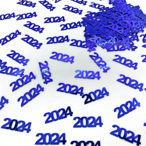 Vista 14 de Confeti Año 2024 Negro - Paquete al por menor #7630 QS0
