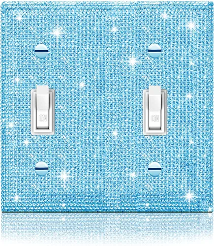 Vista 29 de 4 piezas de placa de pared rosa plateado brillante cubierta decorativa interruptor de luz cubierta de interruptor de palanca única diamantes