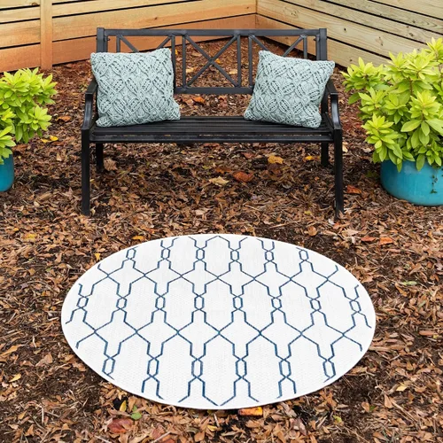Vista 19 de Unique Loom Outdoor Trellis Collection - Alfombra de área con diseño de enrejado (2 x 6 pies 1 pulgada, azul/marfil)