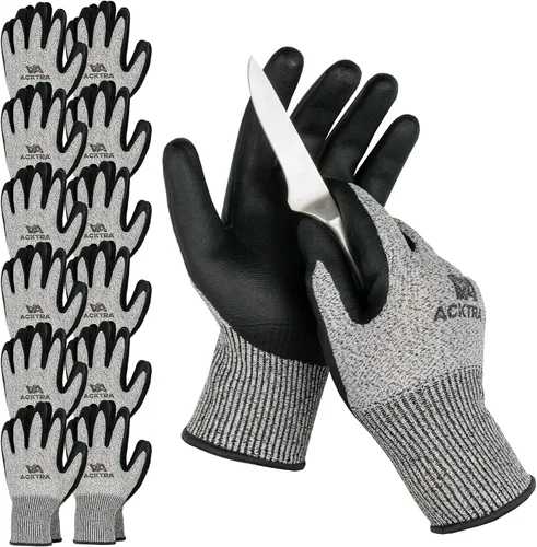 Vista 11 de Guantes de trabajo de seguridad resistentes a cortes de nivel 5 ACKTRA, 12 pares