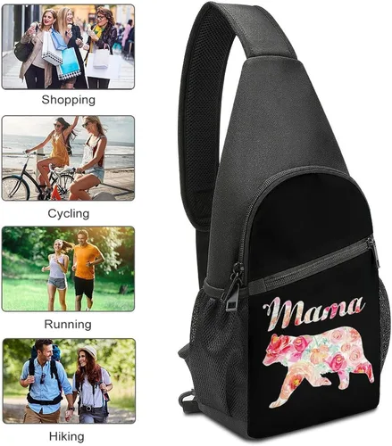 Vista 3 de Mama Bear - Mochila cruzada casual de moda, diseño floral, ligera, para viajes, senderismo
