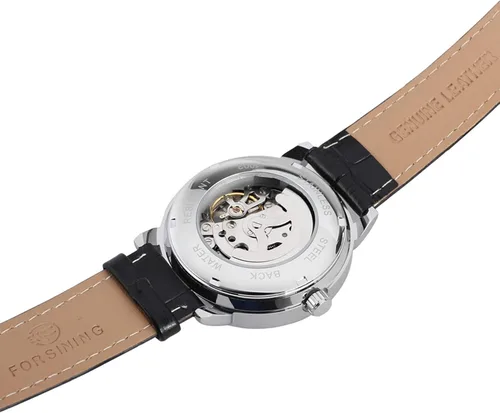 Vista 7 de FORSINING FSG8096M3S2 - Reloj de pulsera analógico de aleación de color plateado con movimiento automático para hombre, plateado