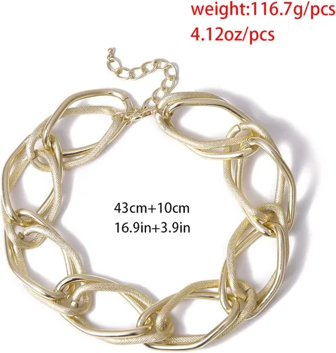 Vista 7 de Jumwrit Gargantilla gruesa collar grueso cadena pesada accesorio para disfraz para mujeres y niñas