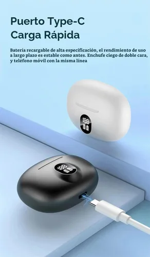 Vista 6 de Auriculares inalámbricos, auriculares Bluetooth con tiempo de reproducción de 30 horas, con pantalla LED de potencia, Bluetooth 5.3 impermeable