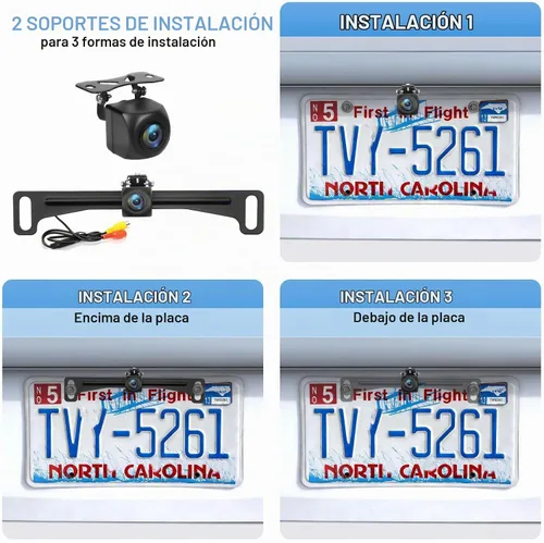 Vista 6 de AHD 1080P - Cámara de respaldo para matrícula, 170 grados, gran angular, visión nocturna, carcasa de metal, línea de guía de encendido/apagado