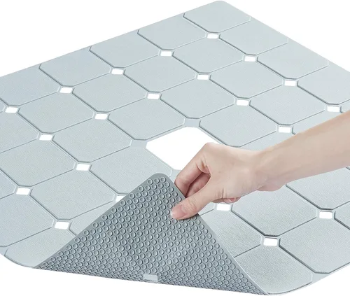 Vista 8 de Alfombra de ducha antideslizante de silicona suave e inodora, alfombra de bañera antideslizante sin ventosas para bañeras reacabadas, reglaseadas