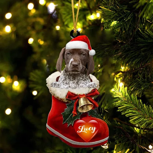 Vista 45 de Adorno de Navidad de perro afgano en bota de Papá Noel, adorno de nombre de perro personalizado, regalo para amante de los perros, decoración