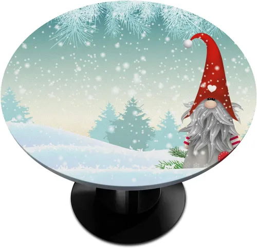 Vista 16 de Mantel redondo ajustable para árbol de Navidad de 36 a 42 pulgadas, diseño de copos de nieve, impermeable, lavable, con bordes elásticos, decoración