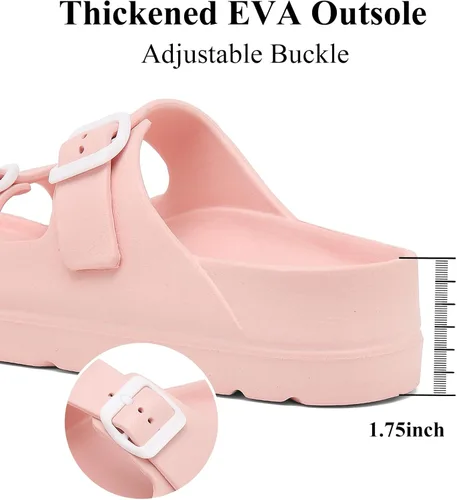 Vista 4 de Sandalias de plataforma para mujer con soporte de arco, hebilla ajustable, sandalias de playa para mujer, cómodas, ligeras, ultraacolchadas