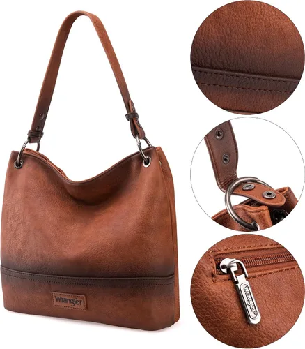 Vista 100 de Wrangler Hobo - Bolsas para mujer de cuero vegano con asa superior, bolsos de hombro y bolsos