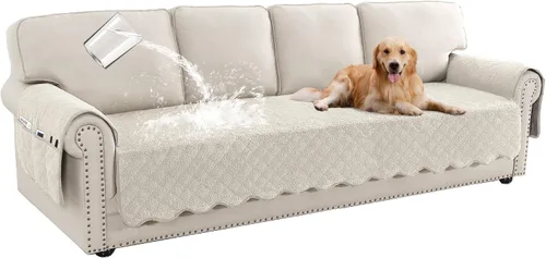 Vista 11 de Turquoize Fundas de sofá impermeables para perros, fundas protectoras para mascotas, fundas de sofá lavables con bolsillo lateral para sofá de 3