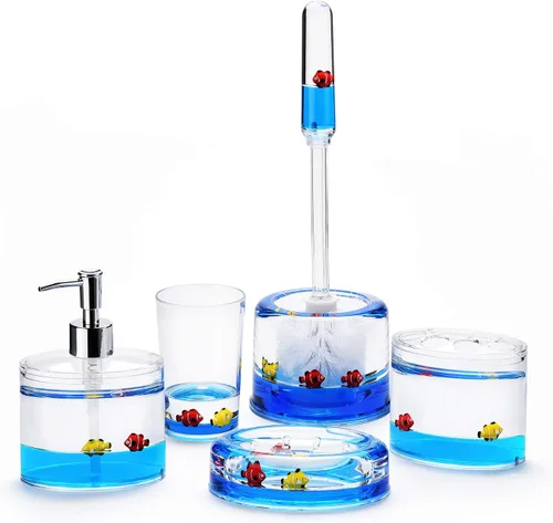 Vista 12 de Locco Decor Acrílico líquido 3D movimiento flotante baño cocina tocador accesorio jabón loción dispensador océano dibujos animados animal tema pato
