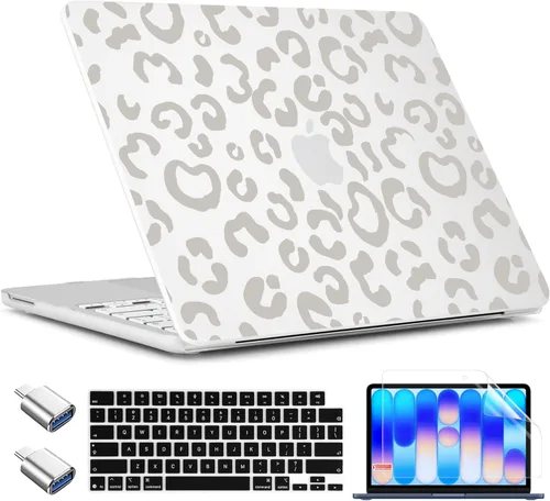 Vista 10 de TWOLSKOO Funda para MacBook Neo de 13 pulgadas 2026 A3404 A18 Pro Chip, funda rígida de plástico con adaptador tipo C, 2 fundas para cámara web
