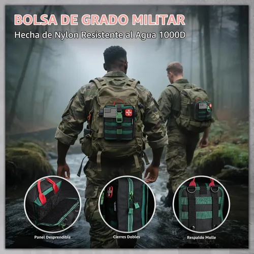 Vista 7 de Kit de primeros auxilios de supervivencia - Kit de trauma IFAK con vendaje de trauma, férula, torniquete, cuidado de heridas, control de sangrado