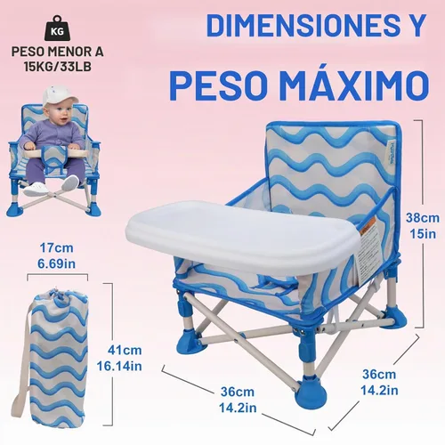Vista 8 de Tiny Marvels Silla de bebé 3 en 1, portátil y plegable para viajes, edades de 6 meses a 3 años