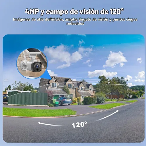 Vista 3 de Cámara solar de 2.5K inalámbrica para exteriores, sistema de cámara de seguridad para el hogar de 4MP, cámara de seguridad alimentada por batería