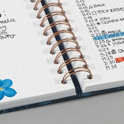 Vista 4 de SIGEL JN602 Spiral Notebook Básico, A5, punteado, tapa dura, patrón de malabarismo, azul - Jolie