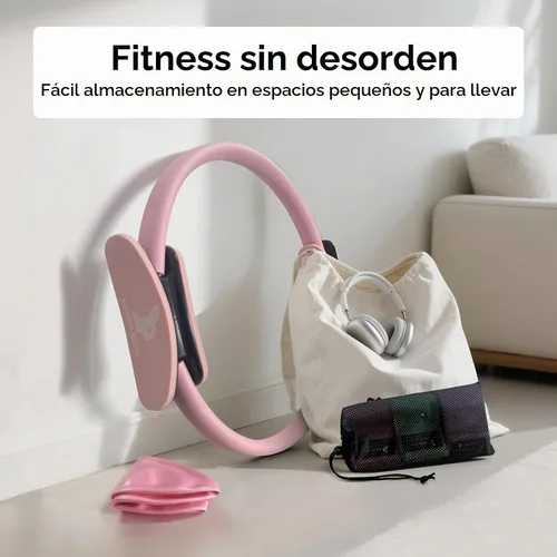 Vista 6 de Kit de pilates para el hogar, anillo de pilates de 13.8 pulgadas con asas acolchadas, mini bola, 3 bandas de resistencia para ejercicio de cuerpo