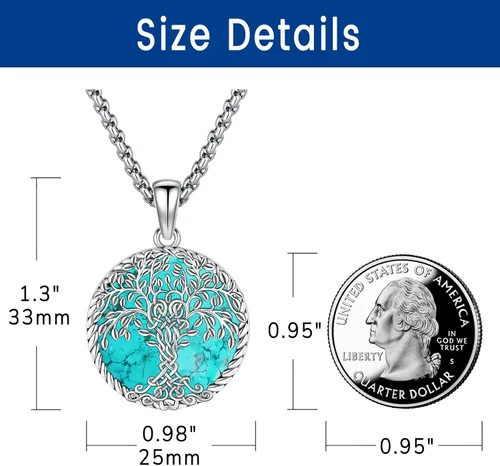 Vista 137 de Joyas de turquesa para mujeres y hombres de plata de ley 925 con colgante de urna para cenizas, collar con medallón de imagen, martillo de Thor