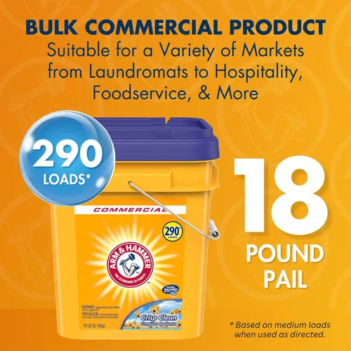 Vista 4 de Arm & Hammer detergente en polvo para la ropa, Crisp Clean, cubo de 18 libras