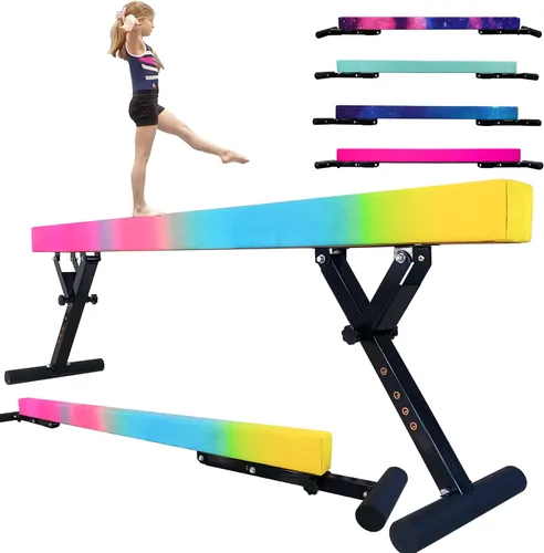 Vista 18 de FC Funcheer - Viga de equilibrio ajustable para niños - Viga de gimnasia de 8 pies - Viga de piso alto y bajo para todos los niveles de gimnasia