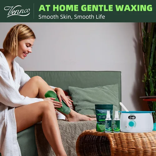 Vista 6 de VENNCO Kit de depilación digital Bundle 1lb Aloe Hard Wax Beads para depilación en casa