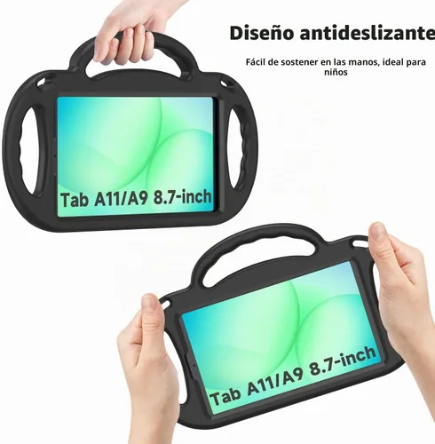 Vista 5 de AVAWO Funda infantil para Samsung Galaxy Tab A11 de 8.7 pulgadas 2026/A9 de 8.7 pulgadas 2023, con correa, soporte de mango ligero a prueba de Negro