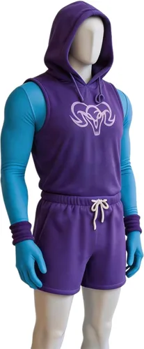 Vista 5 de Disfraz de esqueleto de rey para cosplay, conjunto de pantalones Conjunto completo de ropa deportiva con capucha de Skeleton King, color morado